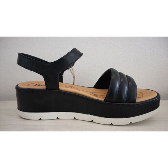 Børn Women's Sz 10M Black Faro Leather Ankle Strap Platform Sandals - Picture 5 of 10